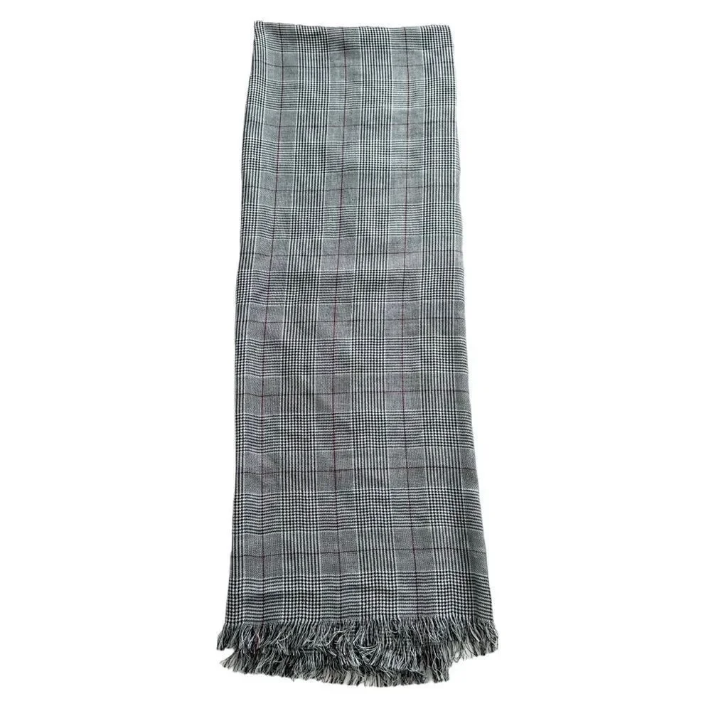 🔃H&M Men's Gray Plaid Patterned Scarf